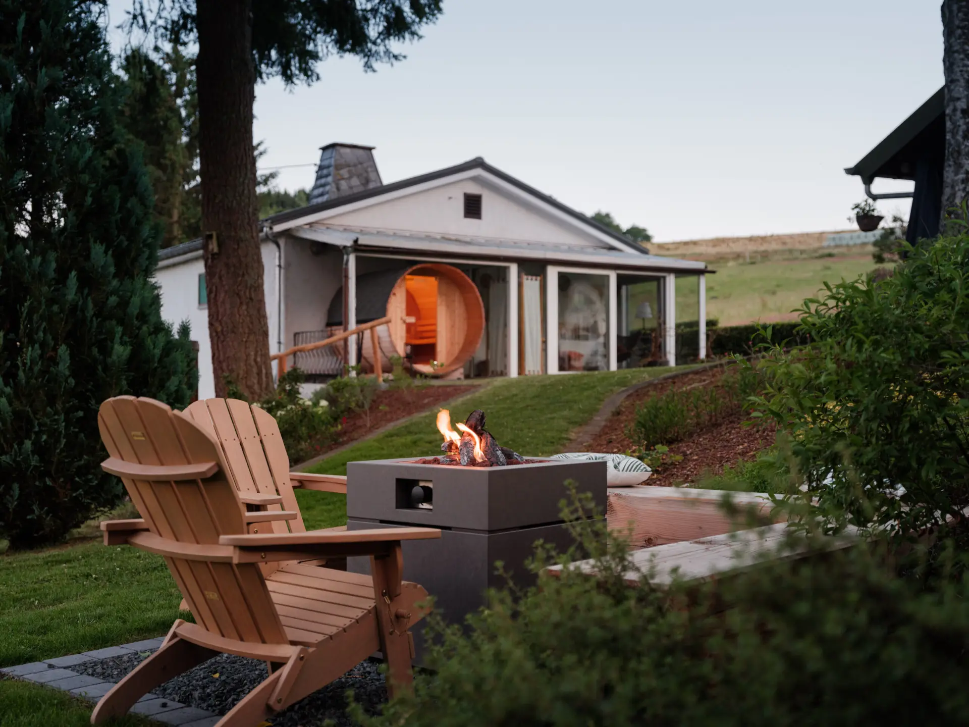 Seating area with gas fire table